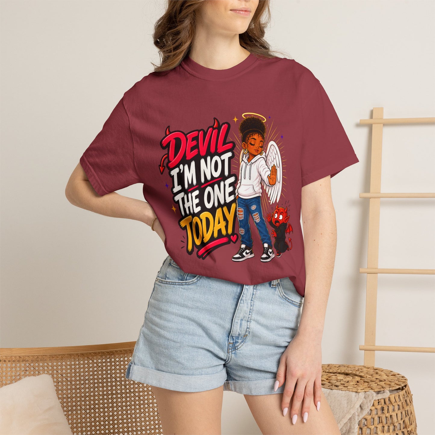 Devil I'm Not the One Today T-Shirt — Funny Angel vs Devil Graphic Tee - ClaimedbyGodDesigns