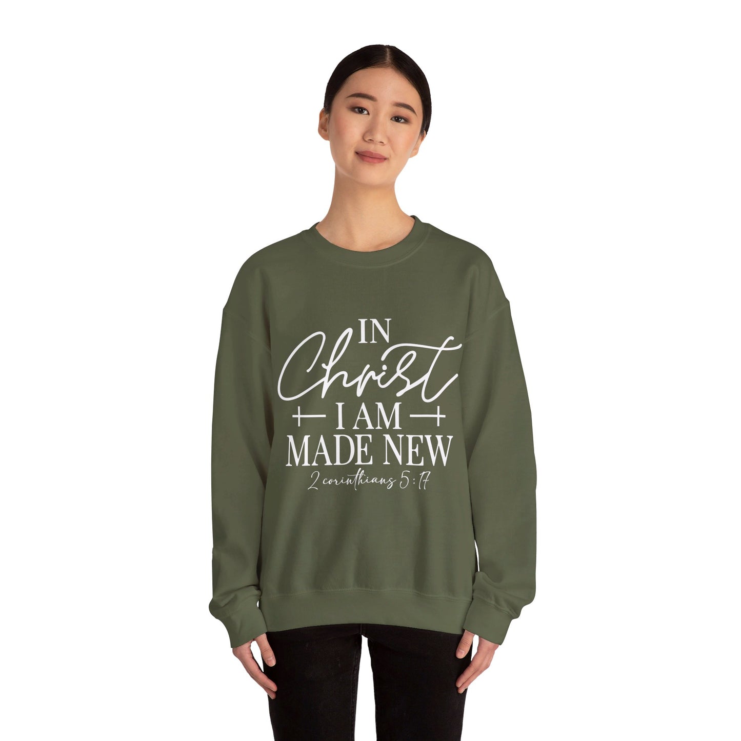 2 Corinthians 5:17 In Christ I Am Made New Unisex Heavy Blend™ Crewneck Christian Sweatshirt