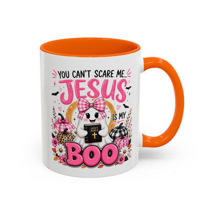 You Can’t Scare Me Jesus Is My Boo Coffee Mug — Halloween Christian Accent Mug