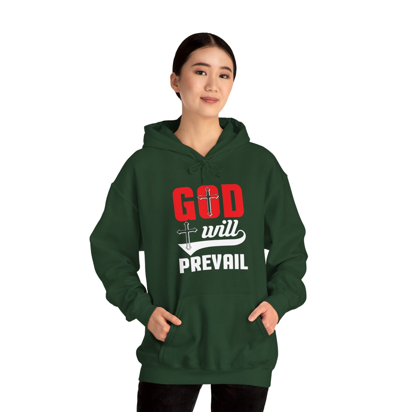 God Will Prevail Unisex Christian Hooded Pullover Sweatshirt