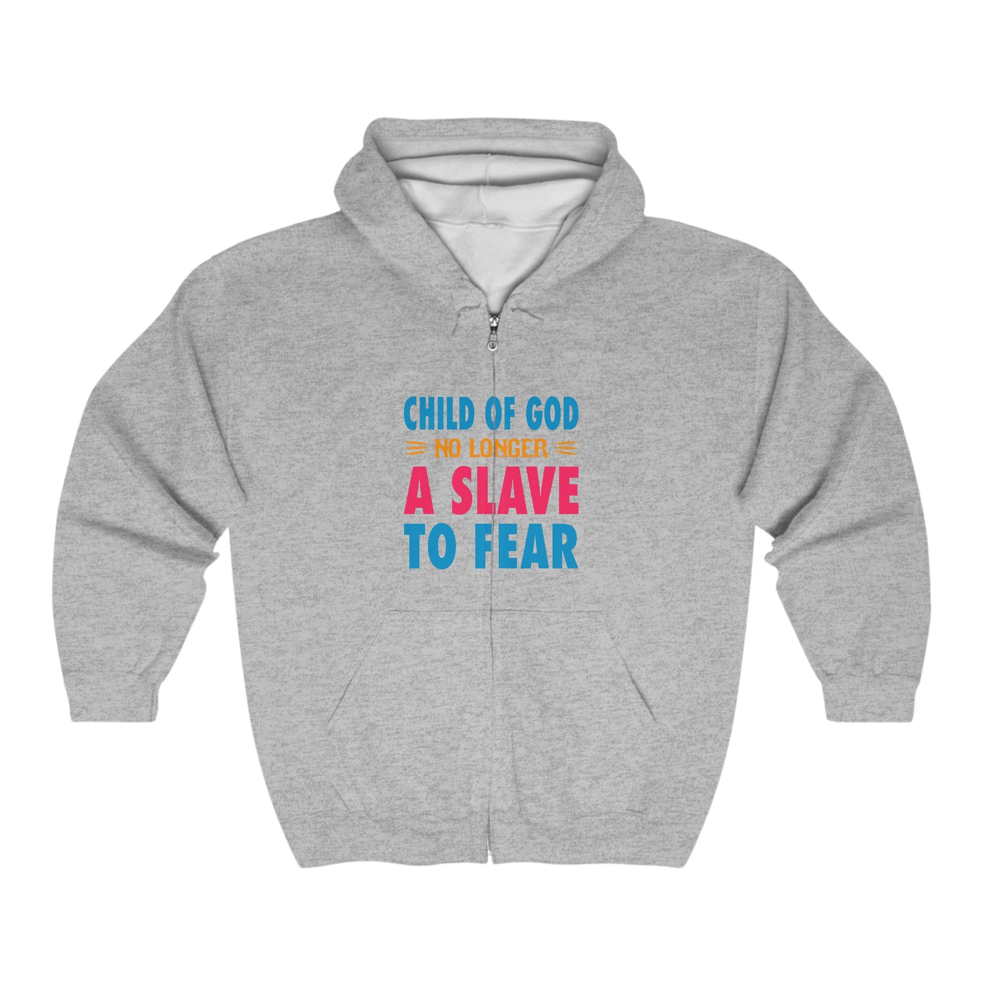 Child Of God No Longer A Slave To Fear Christian Unisex Heavy Blend Full Zip Hooded Sweatshirt Printify