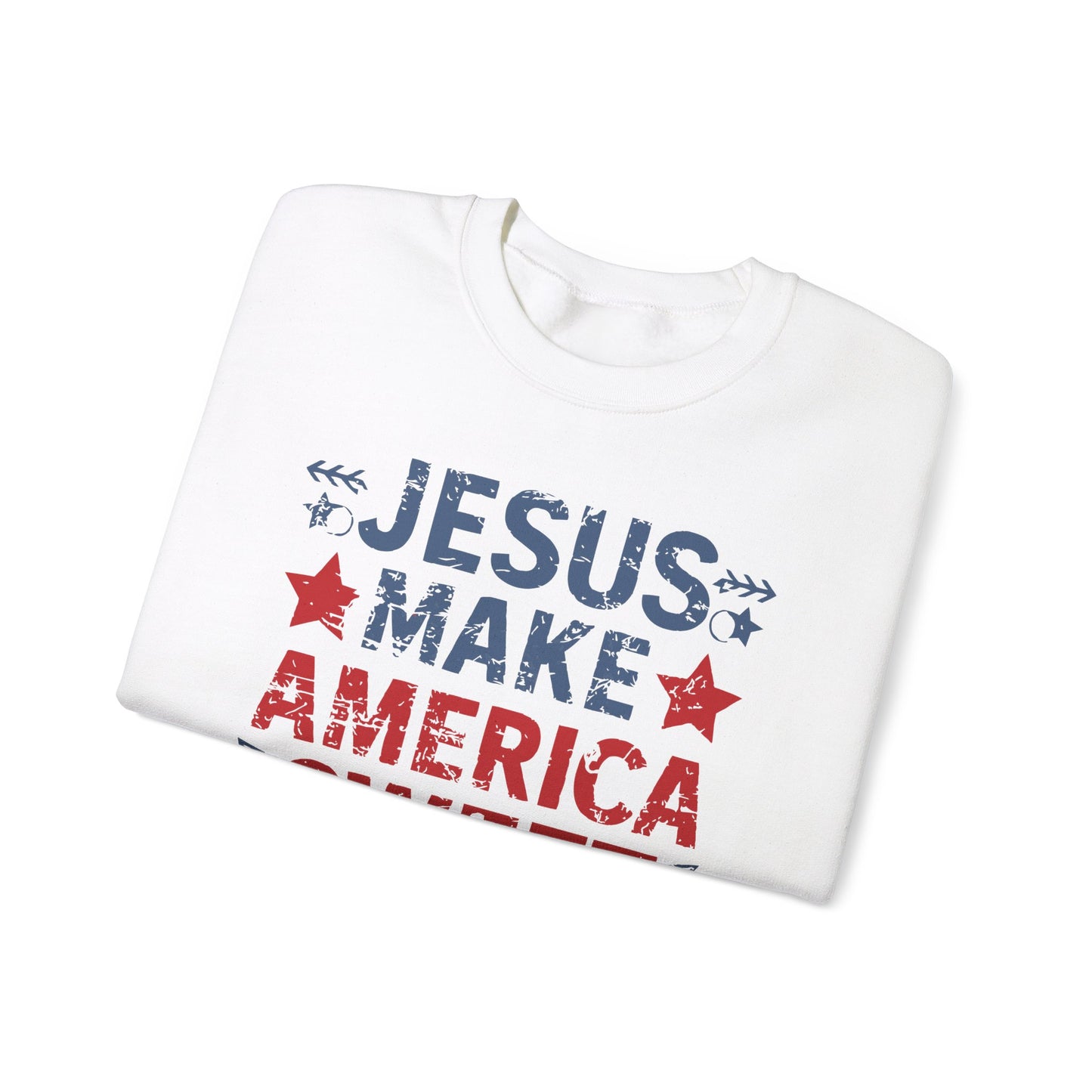 Jesus Make America Sweet Again Patriotic  Unisex Heavy Blend™ Crewneck Christian Sweatshirt