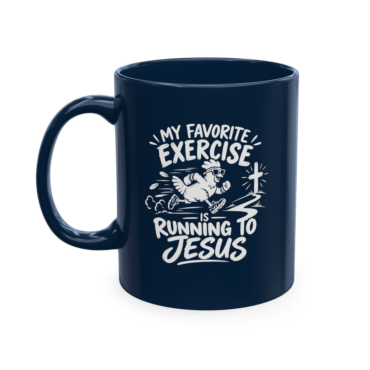 My Favorite Exercise Is Running to Jesus Christian Ceramic Mug