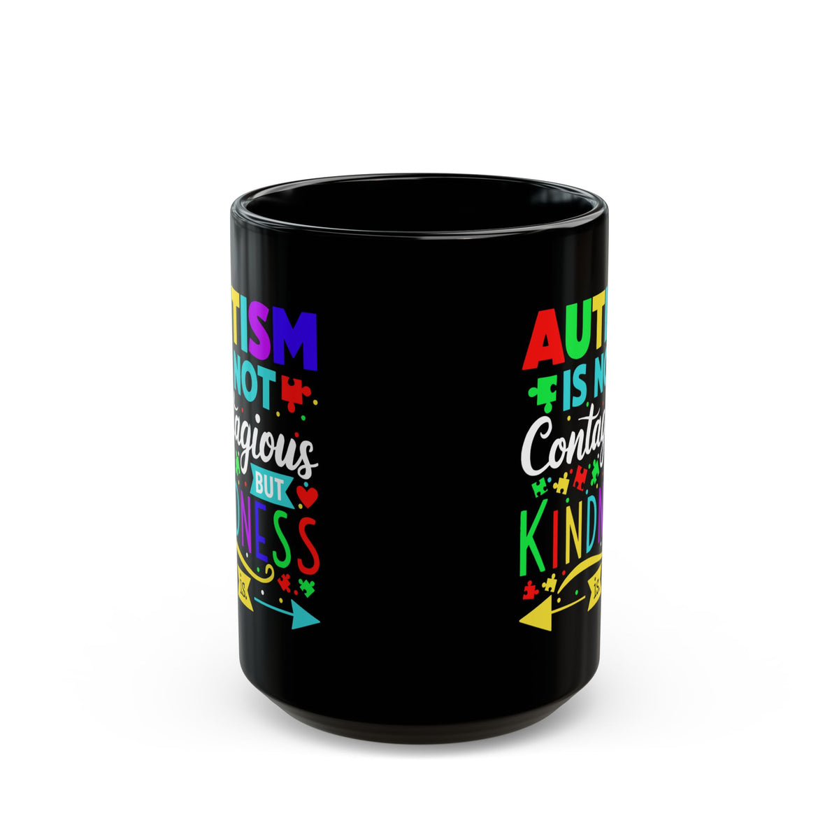 Autism awareness kindness black coffee mug
