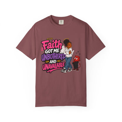 Faith Got Me Unbothered T-Shirt — Christian Inspirational Graphic Tee - ClaimedbyGodDesigns