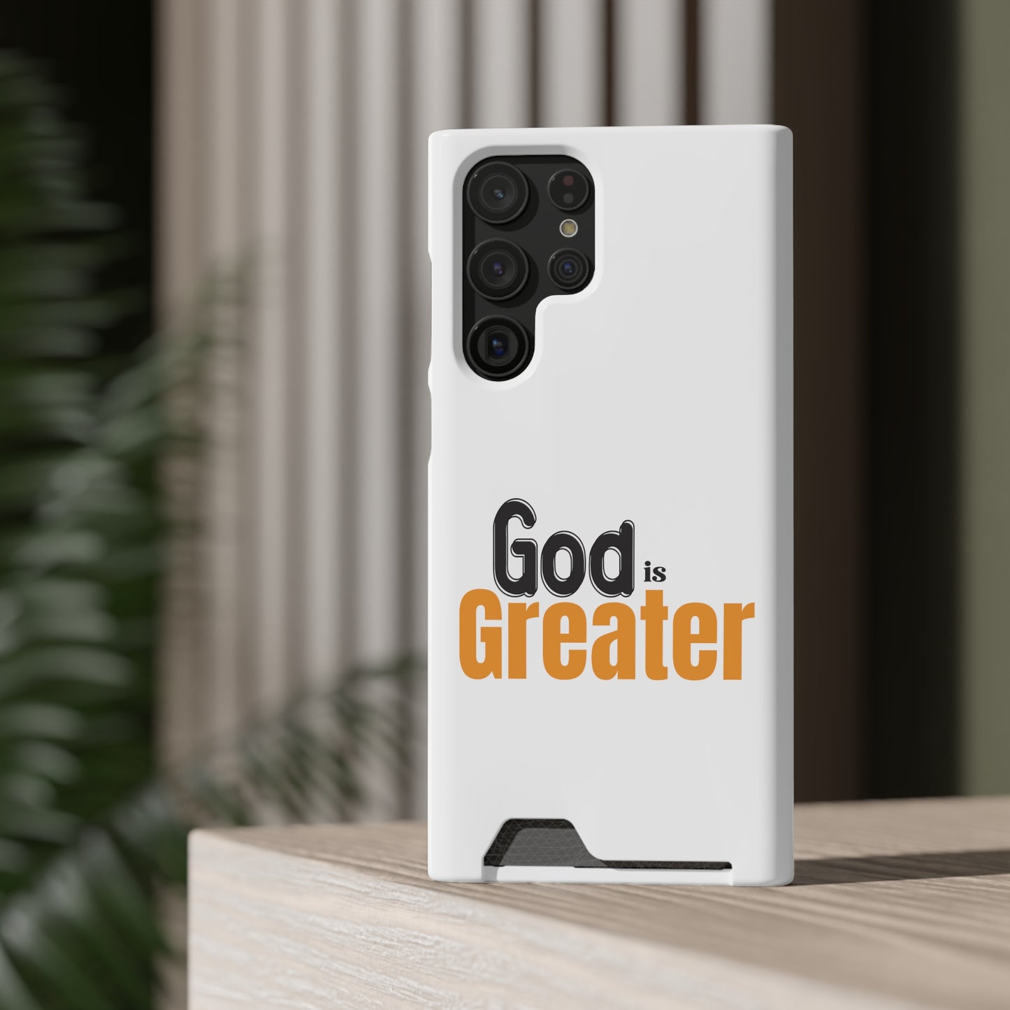 God Is Greater Christian Phone Case With Card Holder Printify