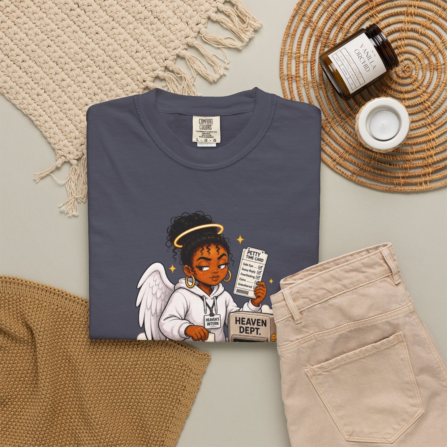 Heaven's Intern T-shirt – Funny Angel Nurse Tee ('Still Learning to Clock Out Petty') - ClaimedbyGodDesigns
