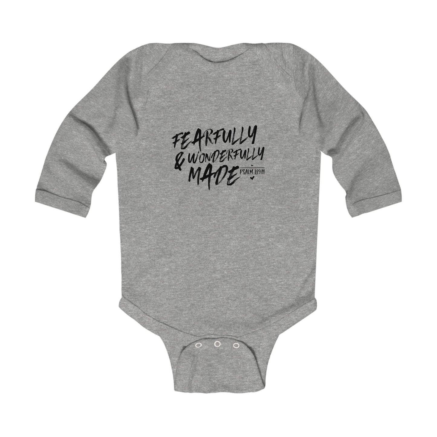 Fearfully And Wonderfully Made Christian Long Sleeve BABY ONESIE