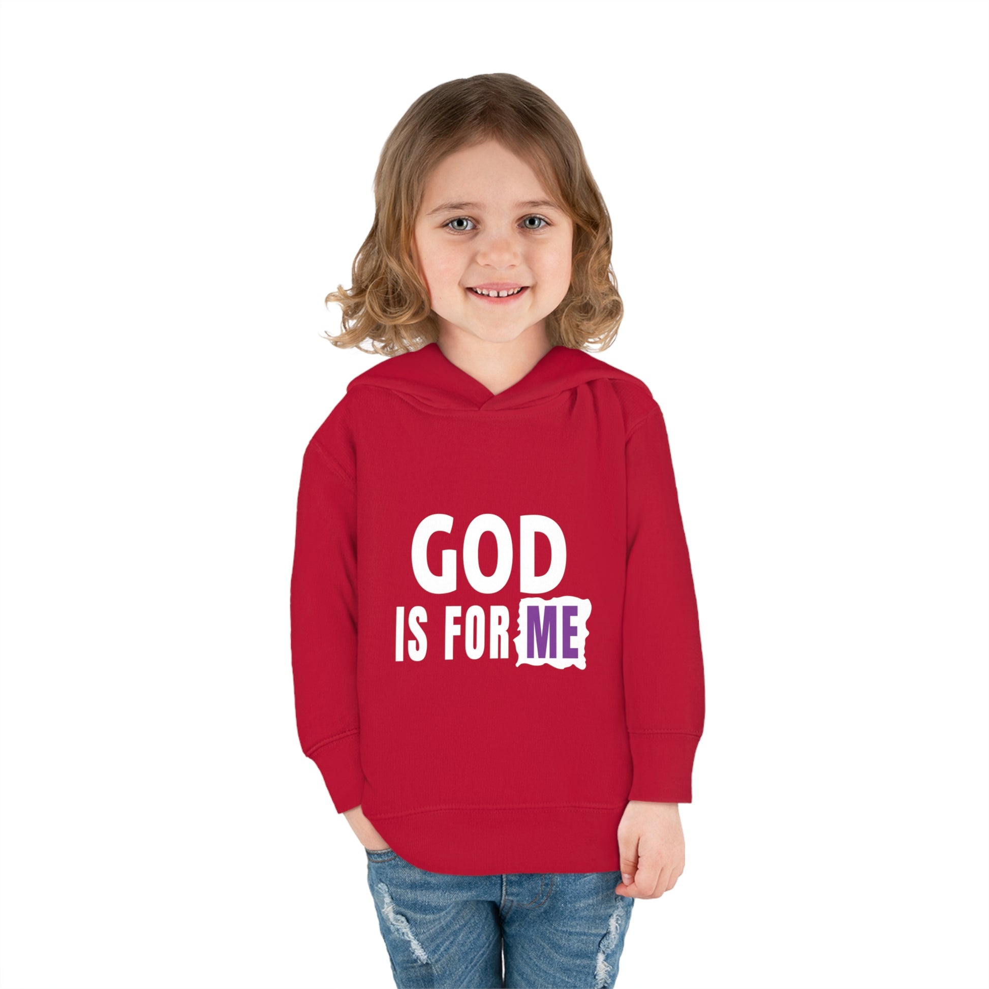 God Is For Me Christian Toddler Pullover Fleece Hoodie Printify