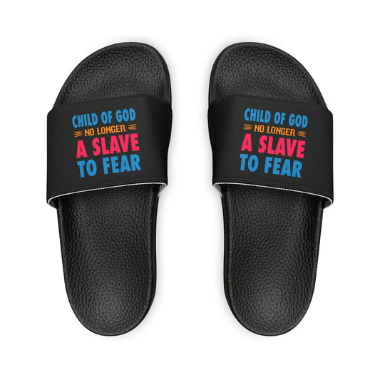 Child Of God No Longer A Slave To Fear Women's PU Christian Slide Sandals Printify