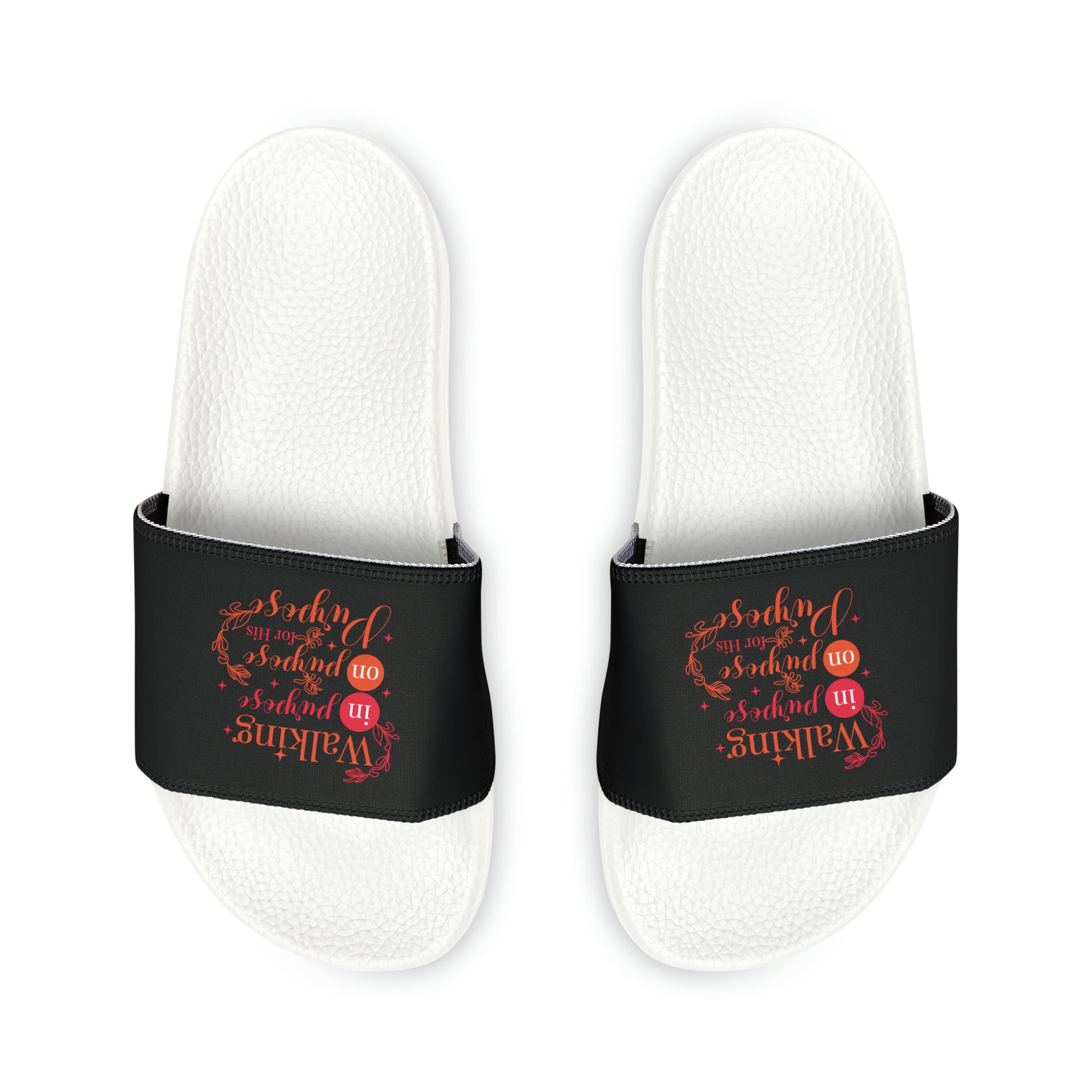 Walking In Purpose On Purpose For His Purpose Women's PU Christian Slide Sandals Printify