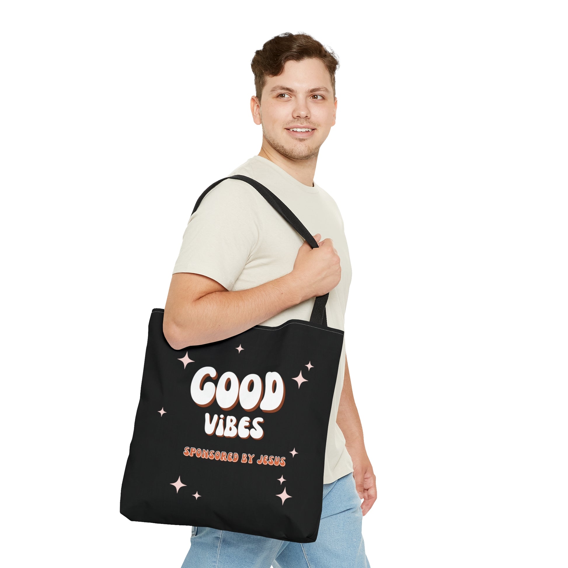 Good Vibes Sponsored By Jesus Christian Tote Bag Printify