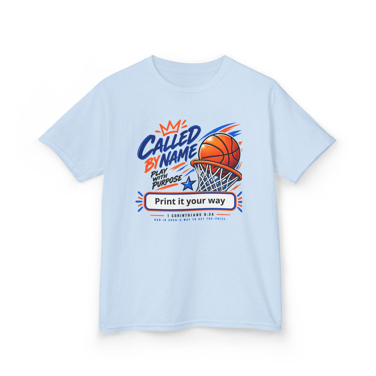 Youth Basketball T-Shirt — "Called By Name" Hoop Graphic