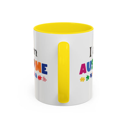Inspirational Autism Coffee Mug - I am AUSome - 11oz/15oz Accent Mug