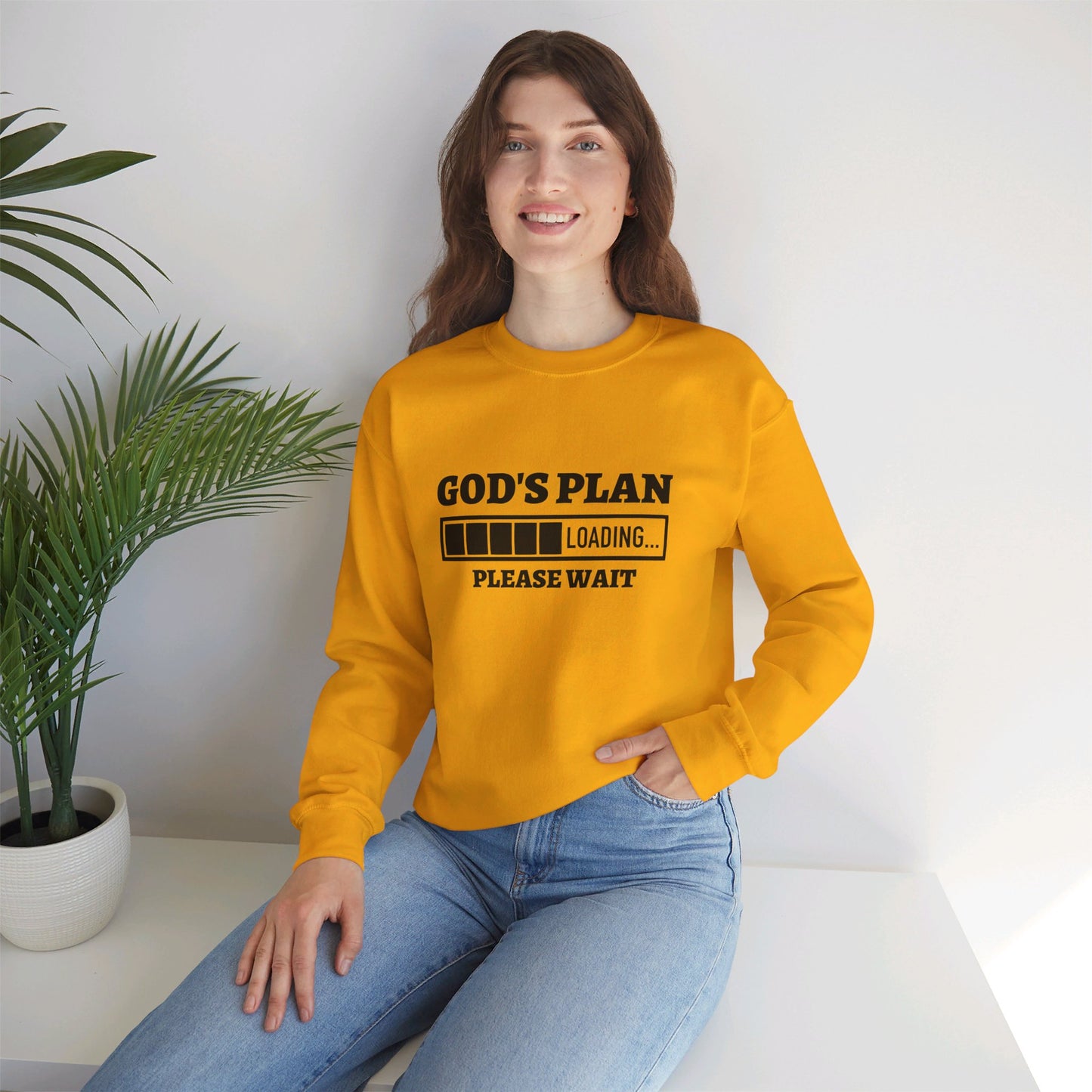 God's Plan Loading Unisex Heavy Blend™ Crewneck Christian Sweatshirt