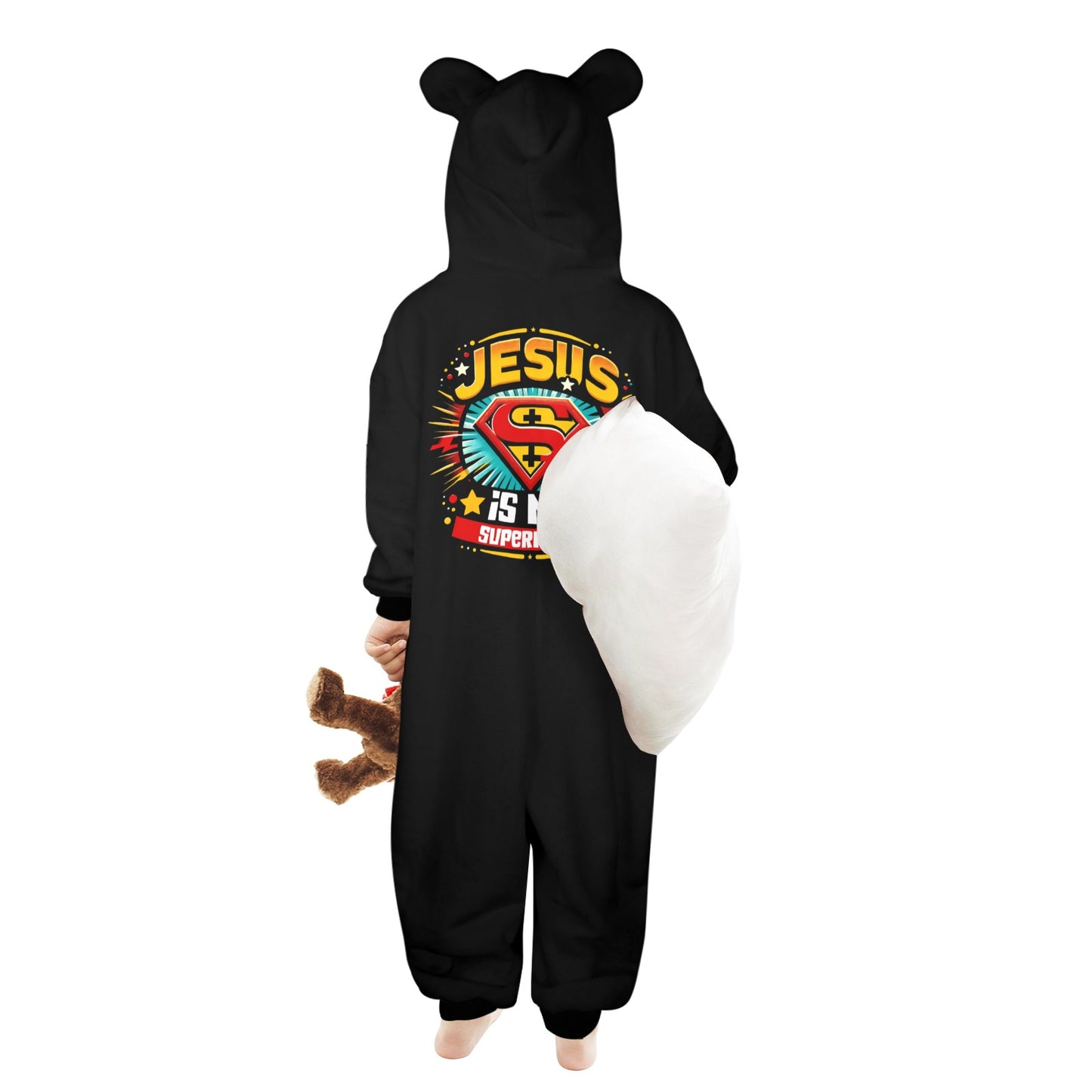 He Is My Superhero One-Piece Zip up Hooded Pajamas for Little Kids (Toddler)