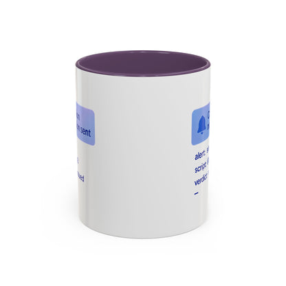 Conviction Notification Accent Coffee Mug - Unique Gift for Christians, Bible Study, Inspirational Drinkware, Alert and Verdict Theme - ClaimedbyGodDesigns