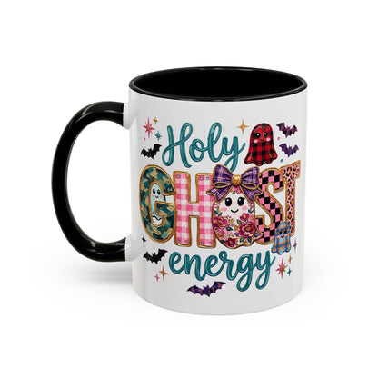 Accent Christian Coffee Mug — "Holy Ghost Energy" Halloween Cute Spooky Ceramic Mug (11/15oz)