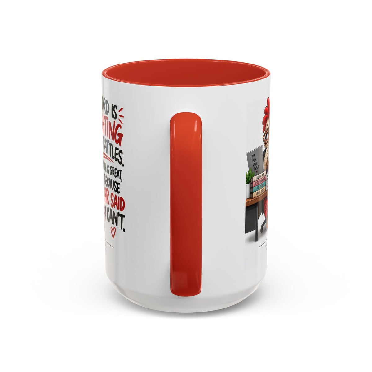 Inspirational Accent Coffee Mug — “The Lord Is Fighting My Battles” Faith Quote (11/15oz)
