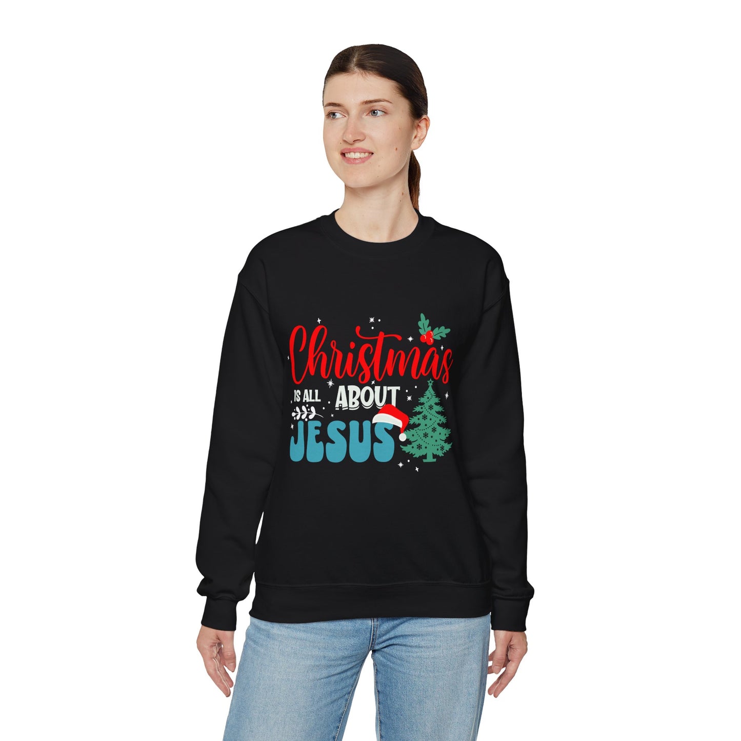 Christmas Is All About Jesus (Christmas Themed) Unisex Heavy Blend™ Crewneck Christian Sweatshirt