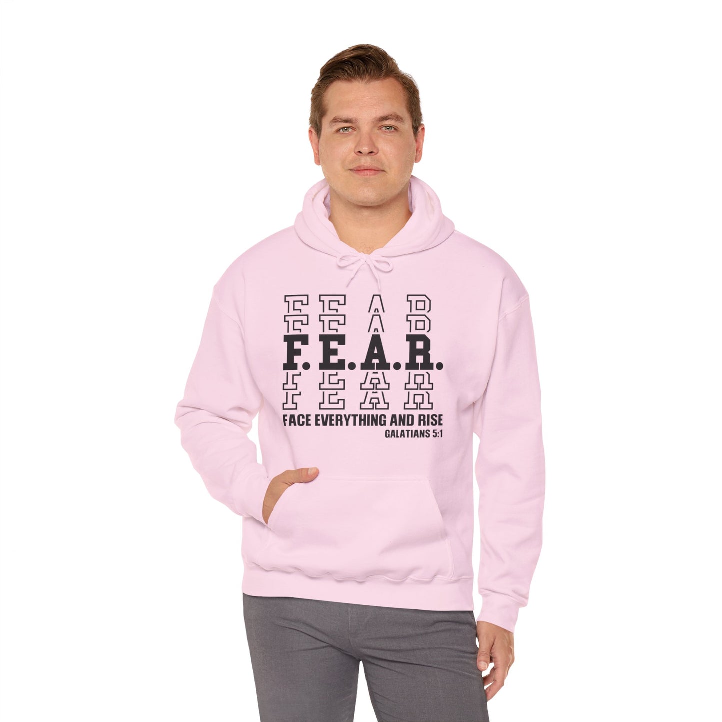 FEAR Face Everything And Rise Unisex Christian Hooded Pullover Sweatshirt