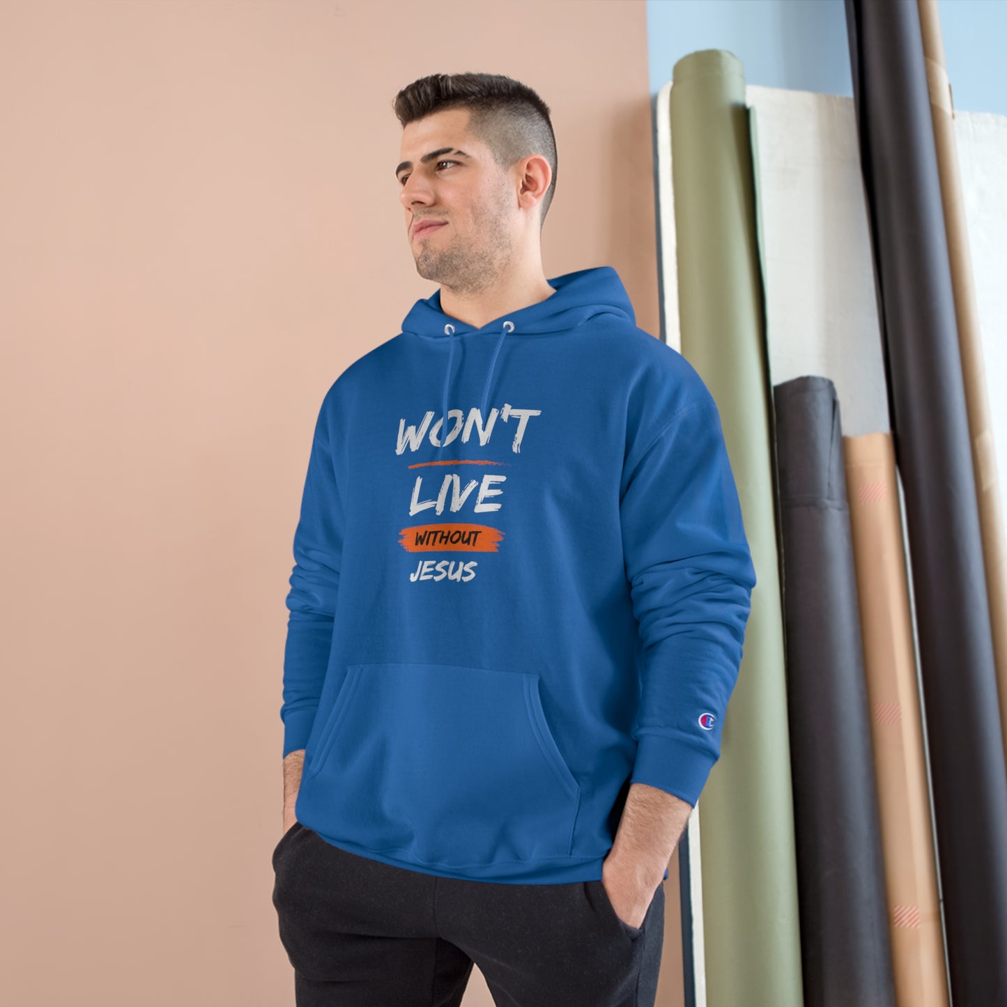 Won't Live Without Jesus Unisex Champion Hoodie Printify