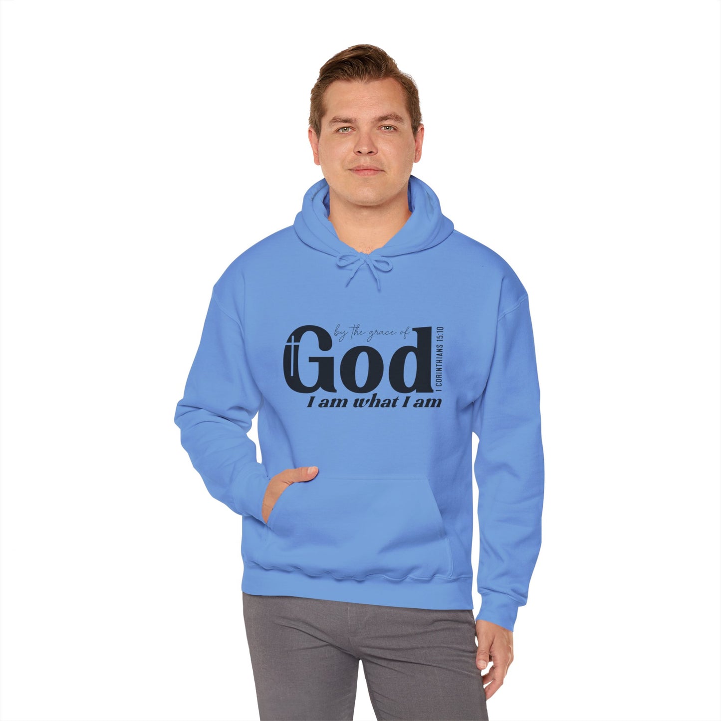 1 Corinthians 15:10 By The Grace Of God I Am What I Am Unisex Christian Pullover Hooded Sweatshirt