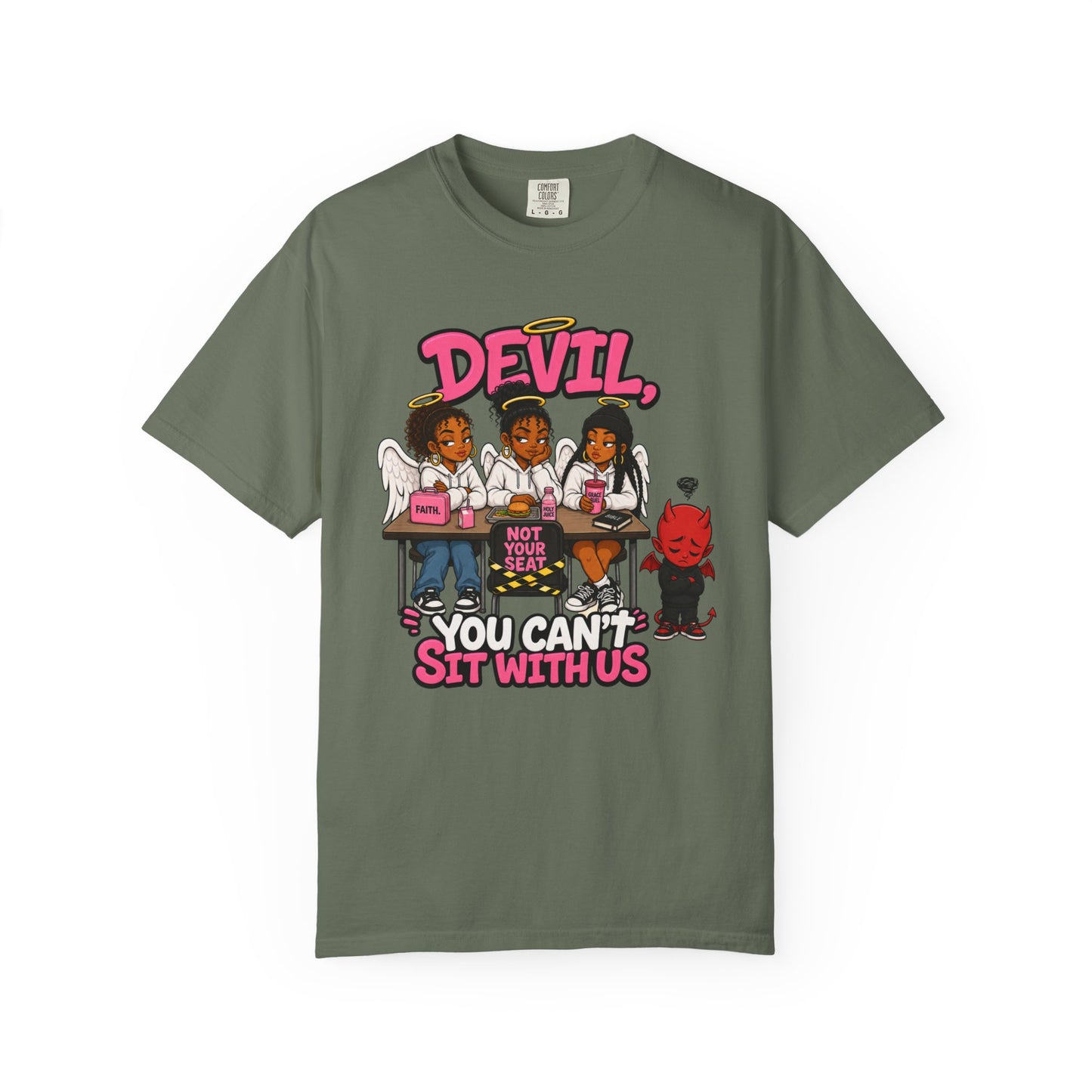 You Can't Sit With Us T-Shirt — 'Devil' Funny Girls Desk Graphic Tee