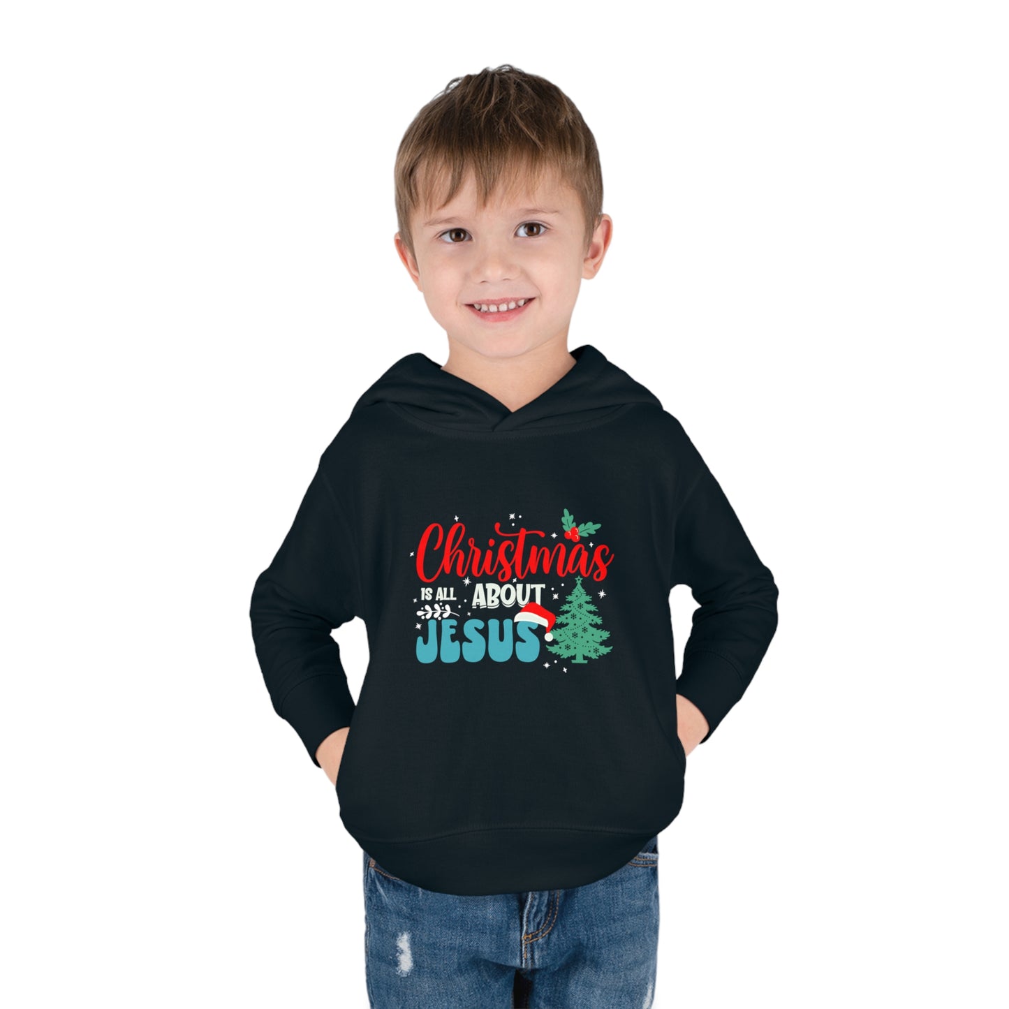 Christmas Is All About Jesus (Christmas Themed) Christian Toddler Pullover Fleece Hooded Sweatshirt