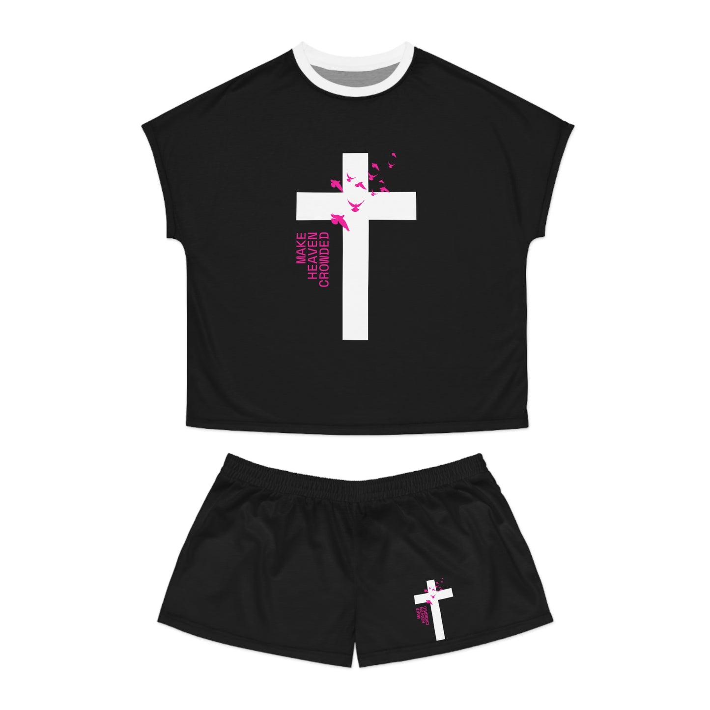 Make Heaven Crowded Women's Christian Short Pajama Set Printify