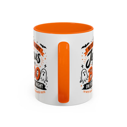 Christian Coffee Mug — "He's My Light, Jesus Is My Boo" Halloween Accent Mug