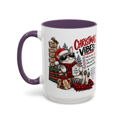 Christmas Vibes: Jesus Over Everything Santa Cat Coffee Mug