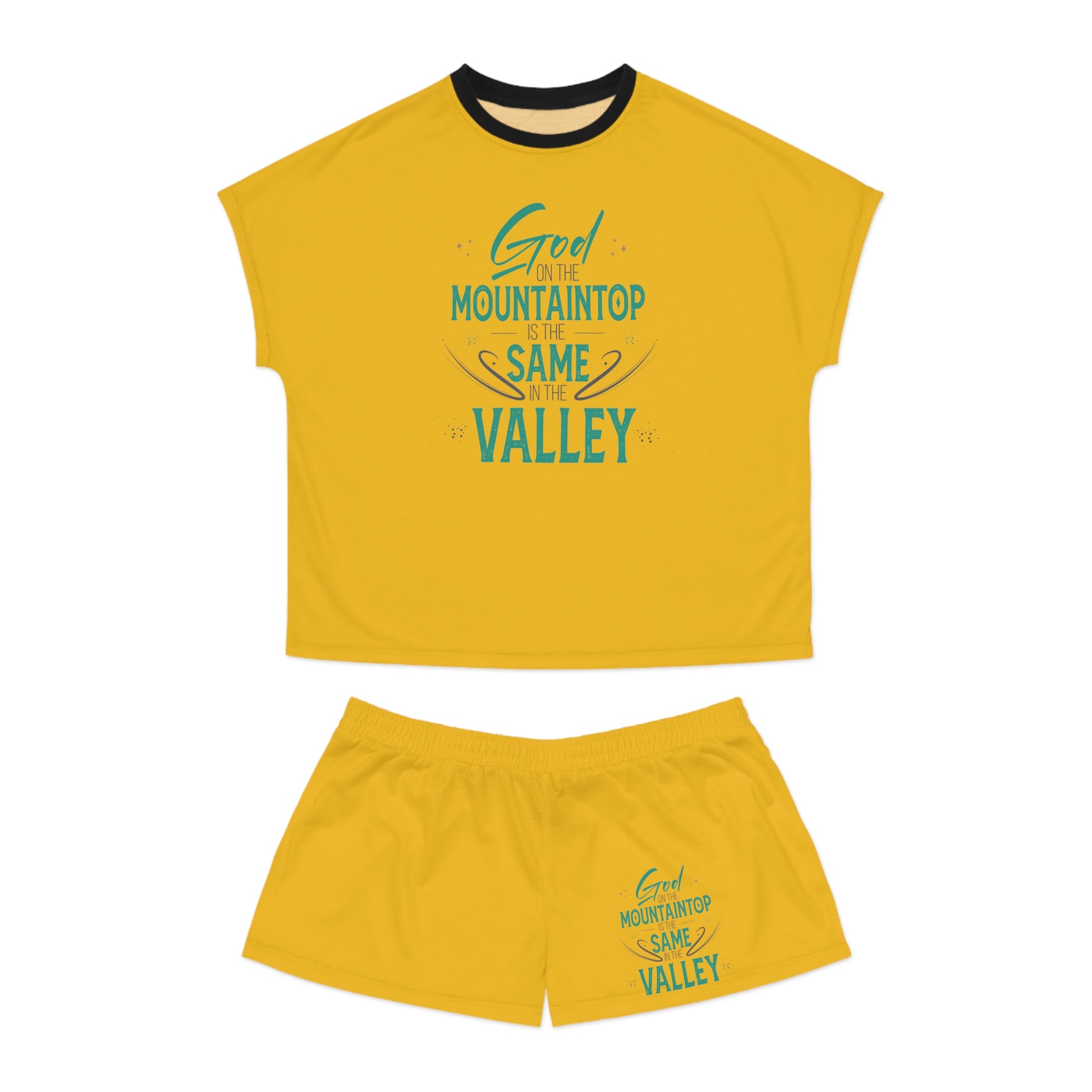 God On The Mountaintop Is The Same In The Valley Women's Christian Short Pajama Set Printify
