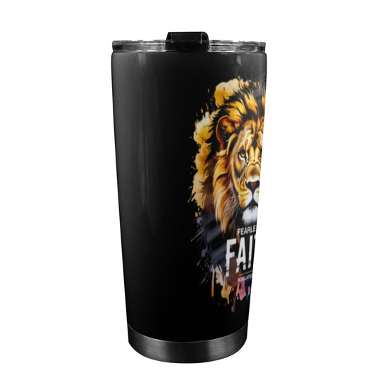 Fearless In Faith 20oz Mobile Christian Tumbler with Lid (Black Lock) - ClaimedbyGodDesigns