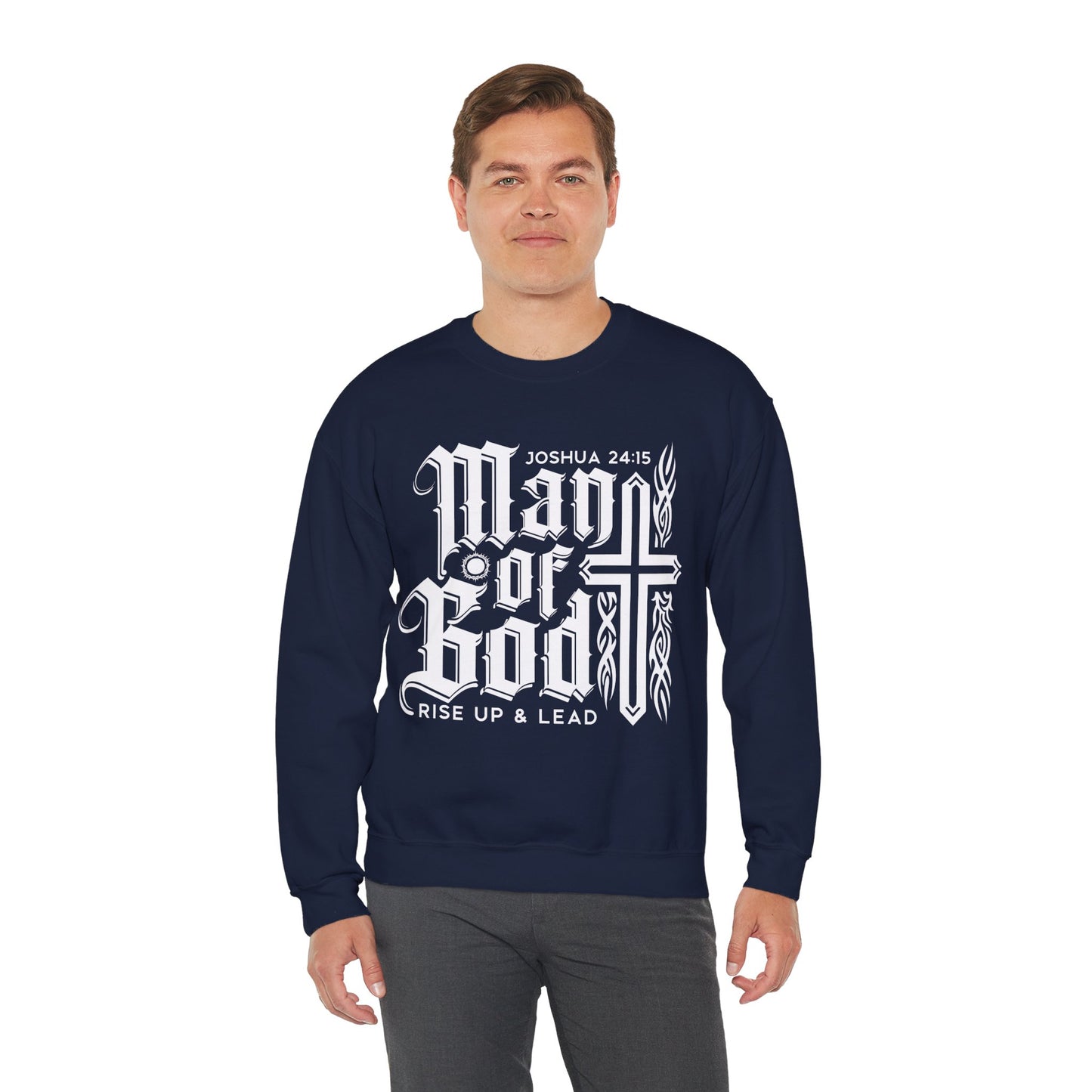 Man Of God Rise Up and Lead Men's Heavy Blend™ Crewneck Christian Sweatshirt