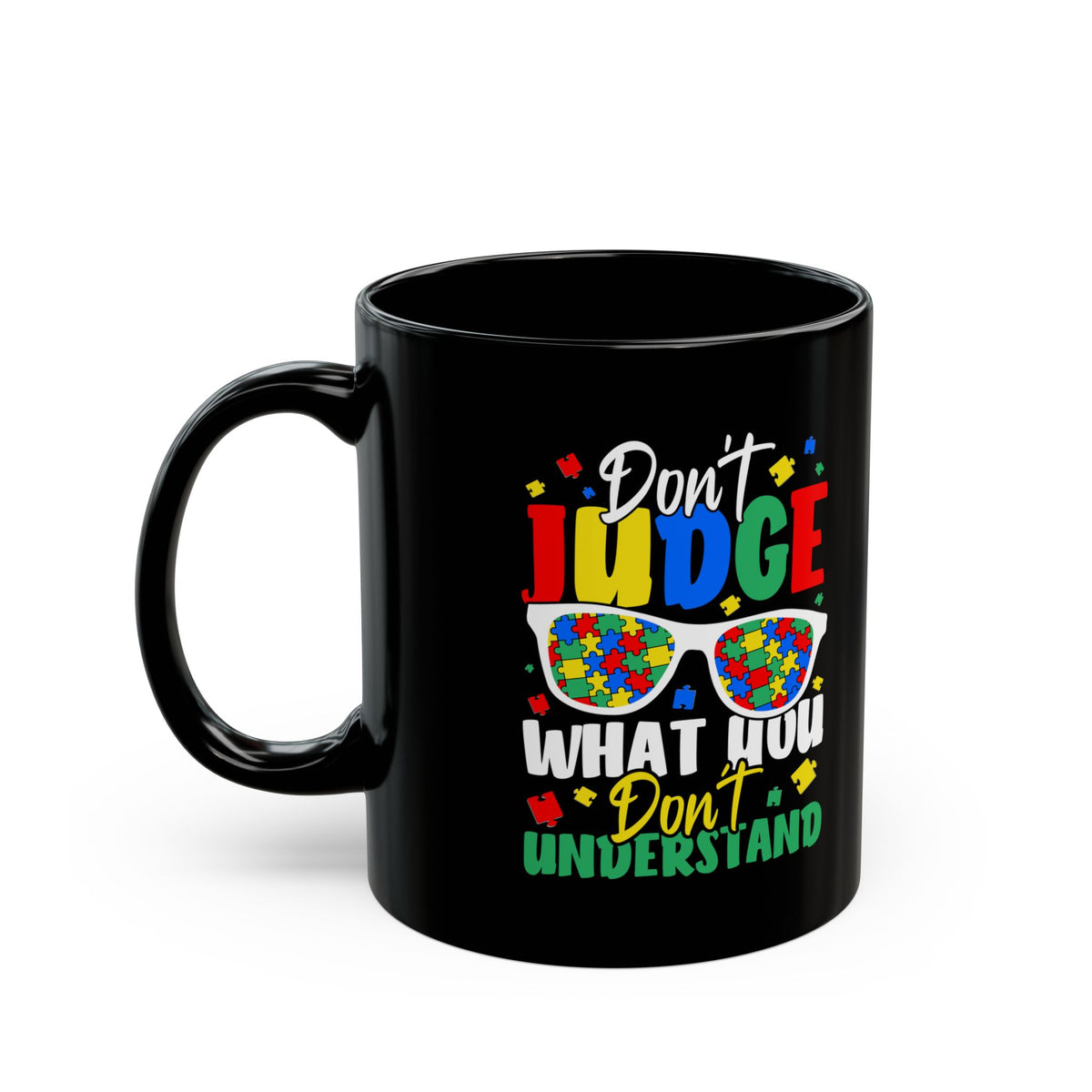 Colorful Autism Awareness Black Mug - 11oz & 15oz