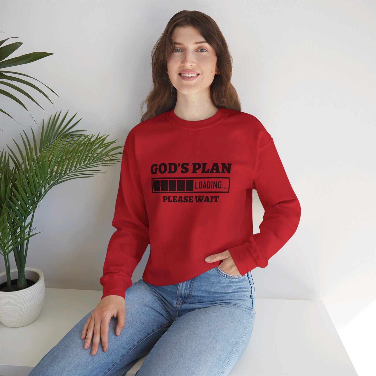 God's Plan Loading Unisex Heavy Blend™ Crewneck Christian Sweatshirt