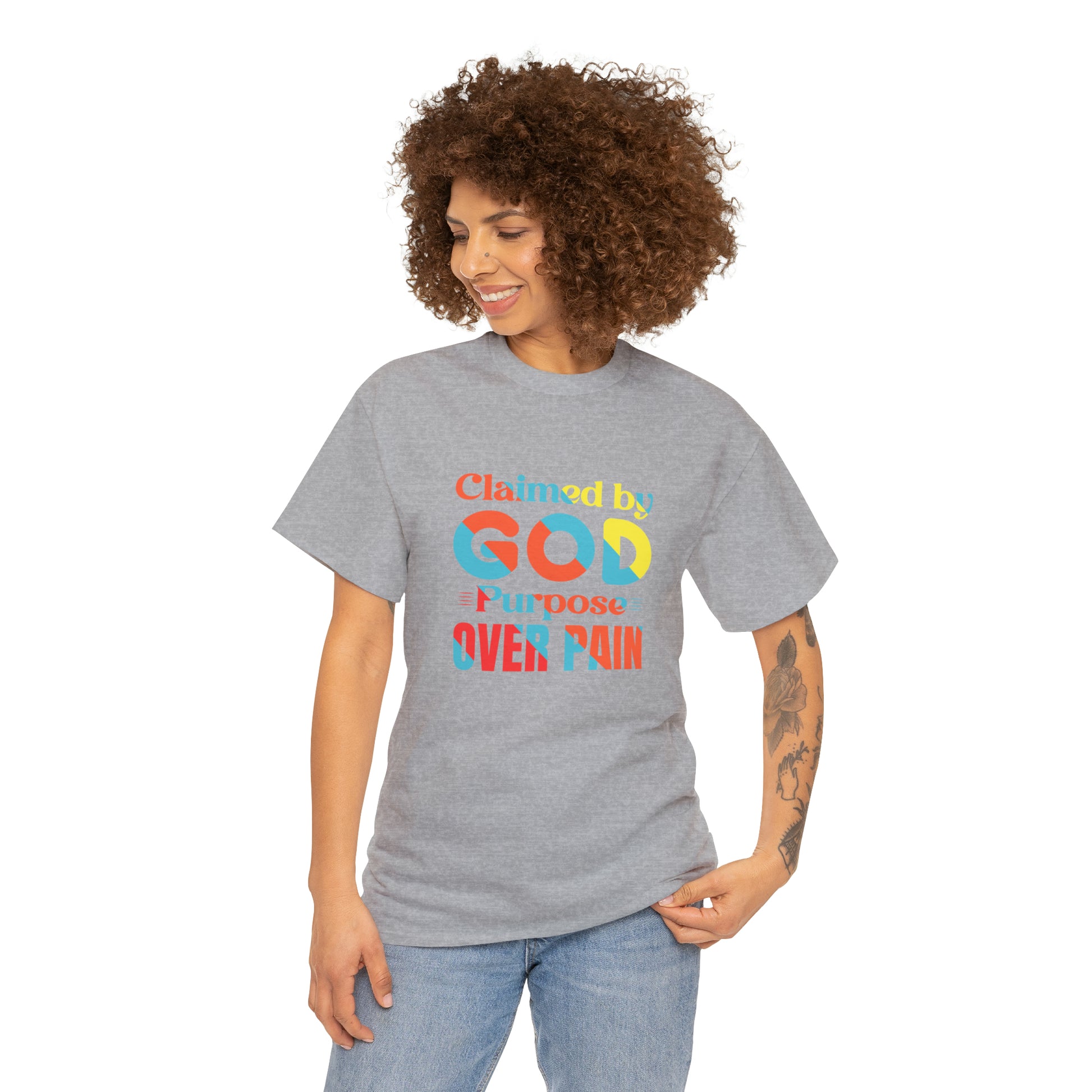 Claimed By God Purpose Over Pain Unisex Heavy Cotton Tee Printify