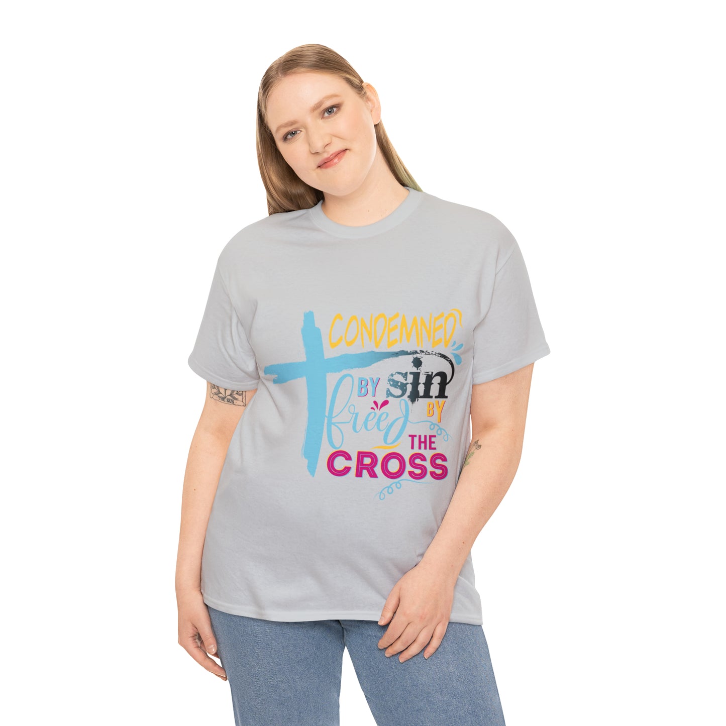 Condemned By Sin Freed By The Cross Unisex Heavy Cotton Tee