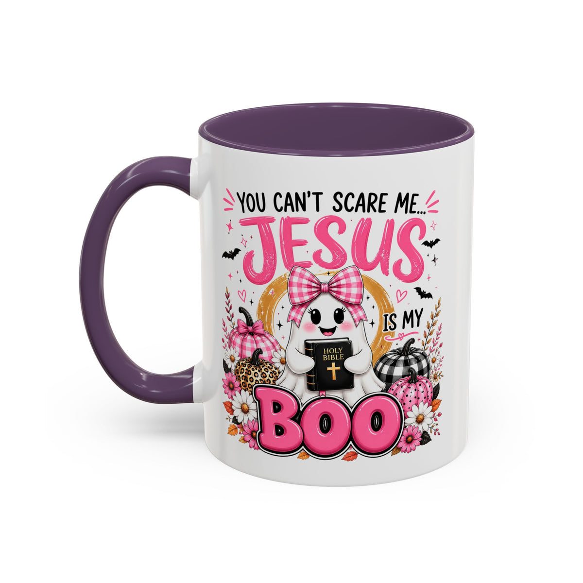 You Can’t Scare Me Jesus Is My Boo Coffee Mug — Halloween Christian Accent Mug
