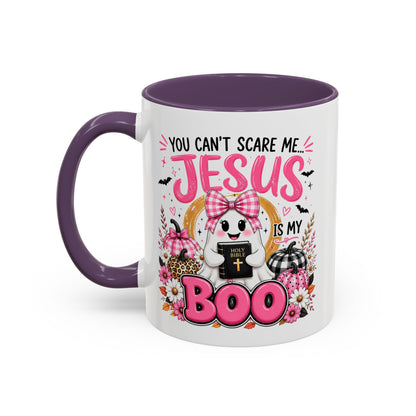 You Can’t Scare Me Jesus Is My Boo Coffee Mug — Halloween Christian Accent Mug