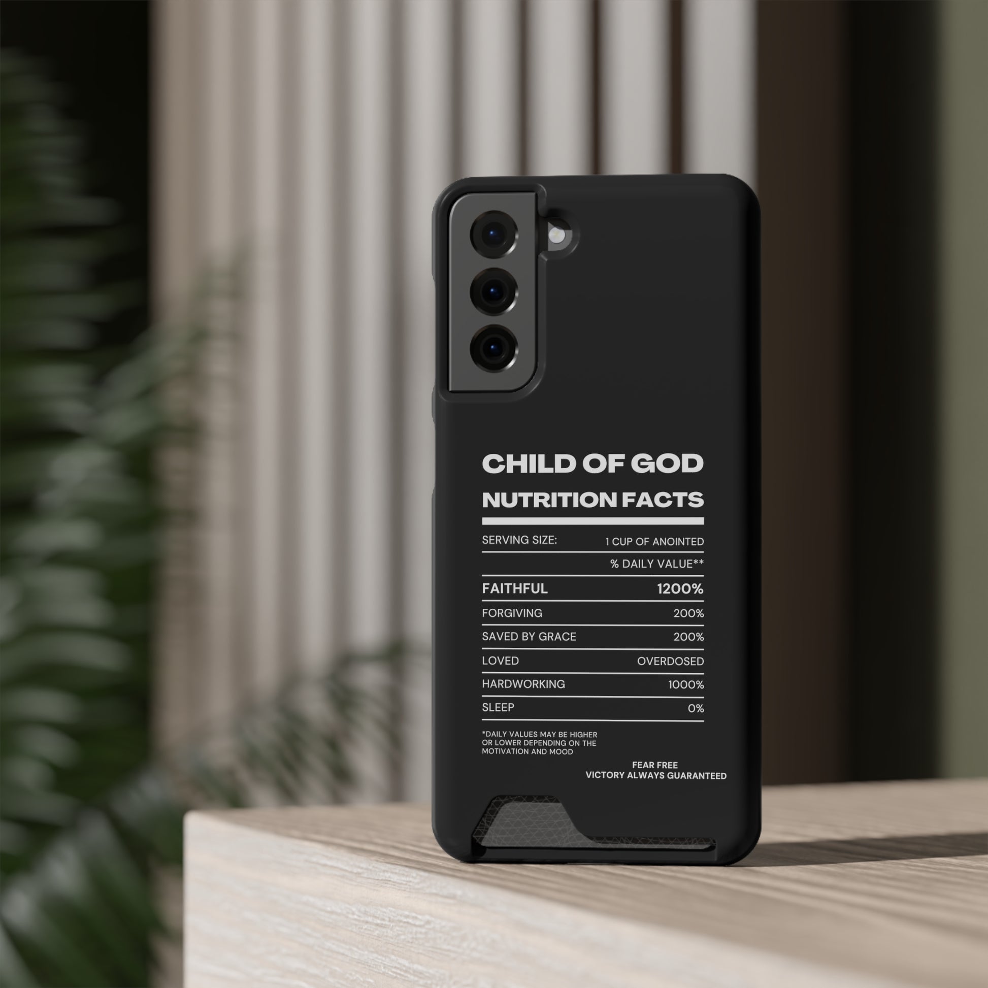 Child Of God Nutrition Facts Christian Phone Case With Card Holder Printify