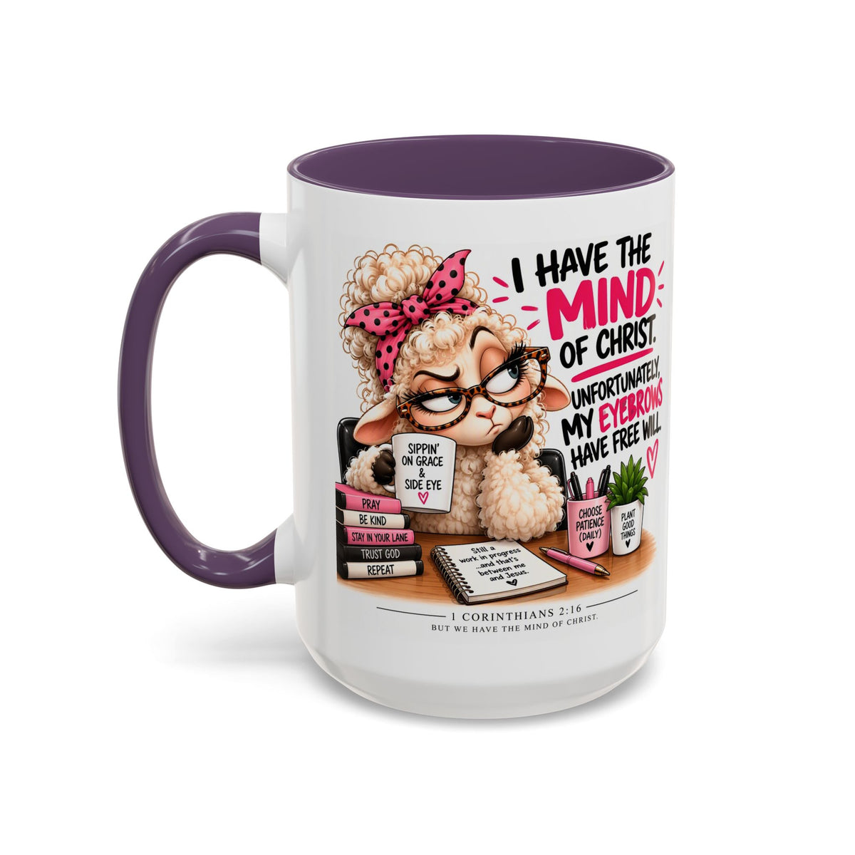 Christian Coffee Mug – "I Have the Mind of Christ" Funny Sheep Design (11/15 oz)