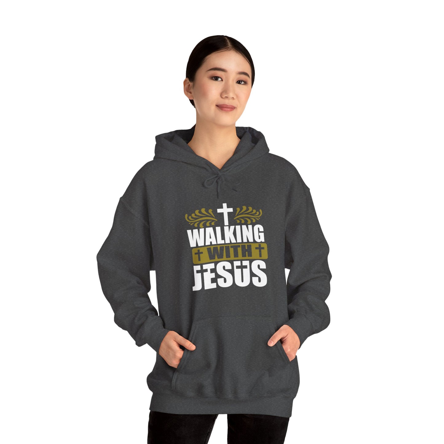 Walking With Jesus Unisex Christian Pullover Hooded Sweatshirt