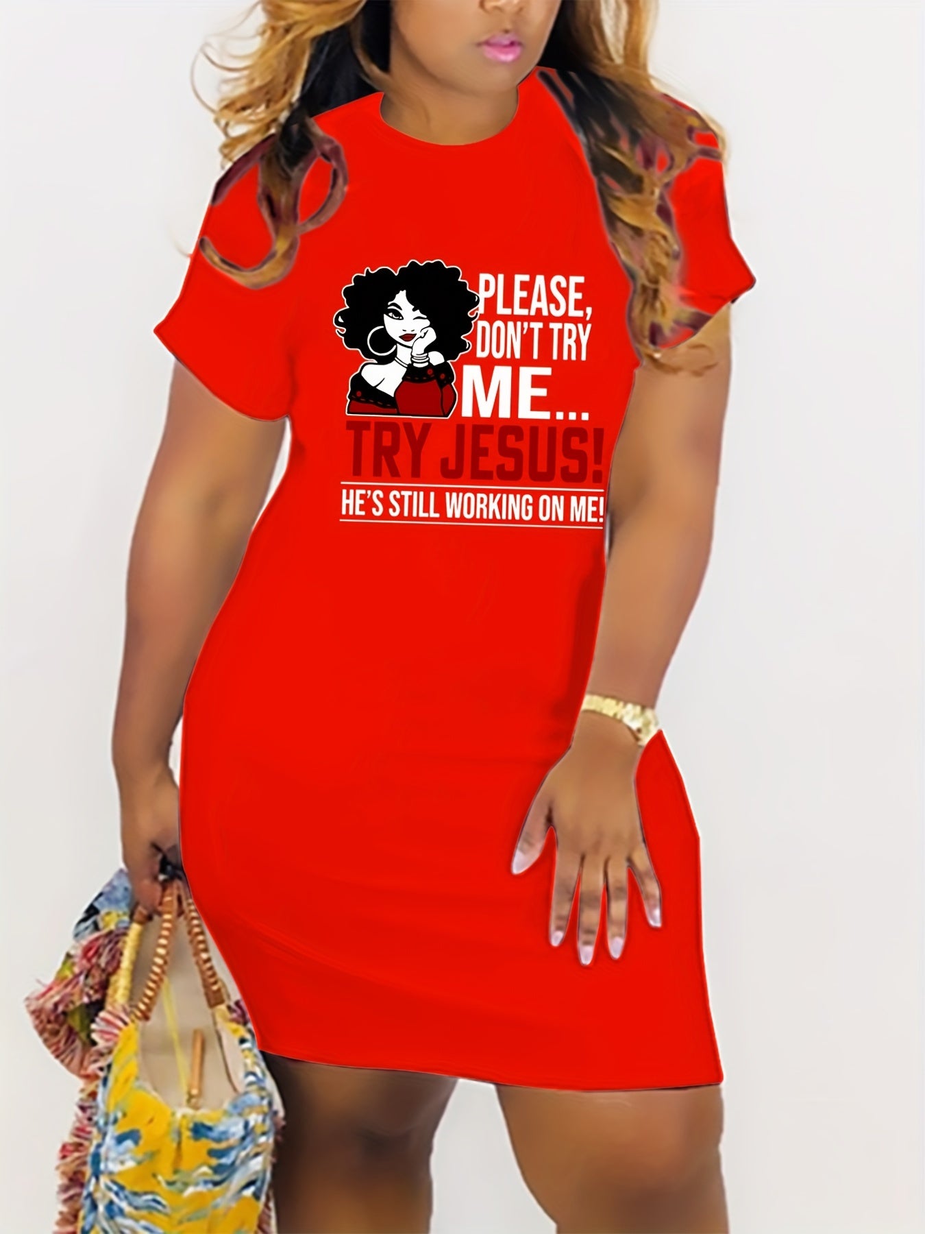 Please Don't Try Me Try Jesus...Plus Size Women's Christian Casual Dress claimedbygoddesigns