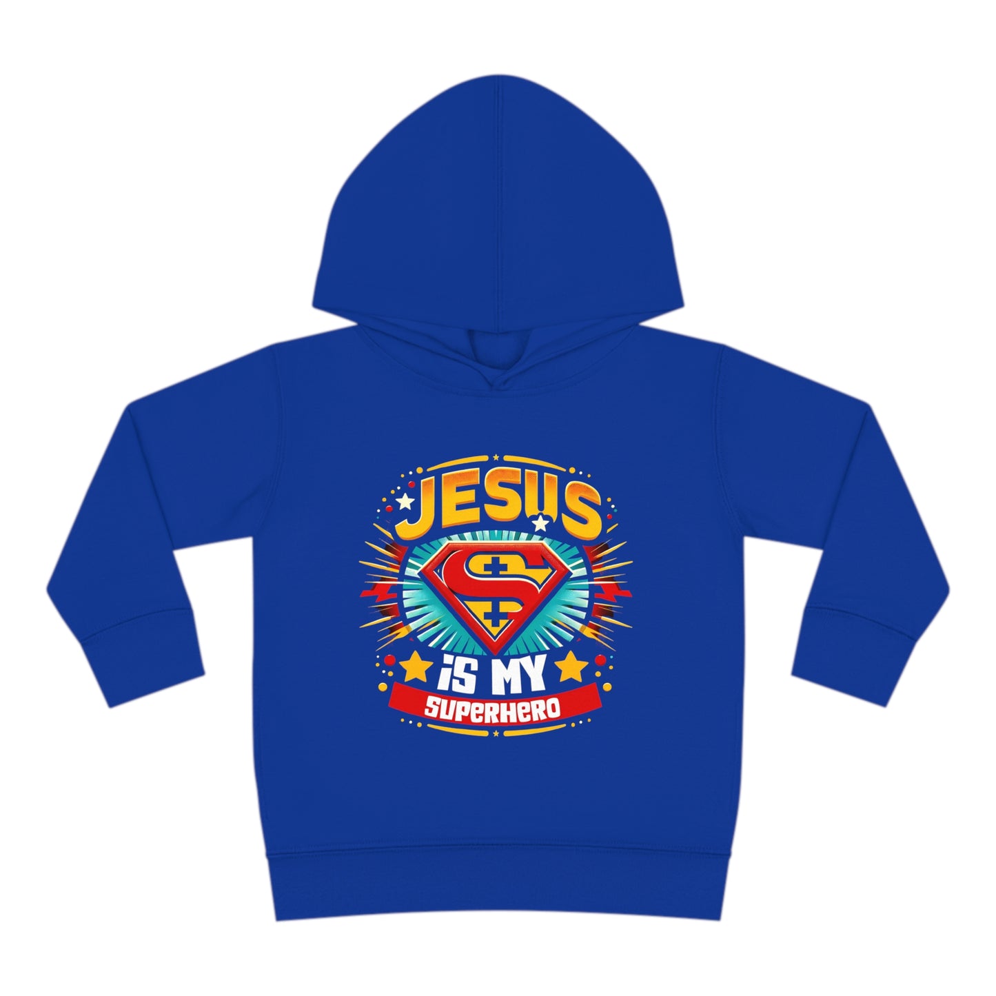 Jesus Is My Superhero Christian Toddler Pullover Fleece Hooded Sweatshirt