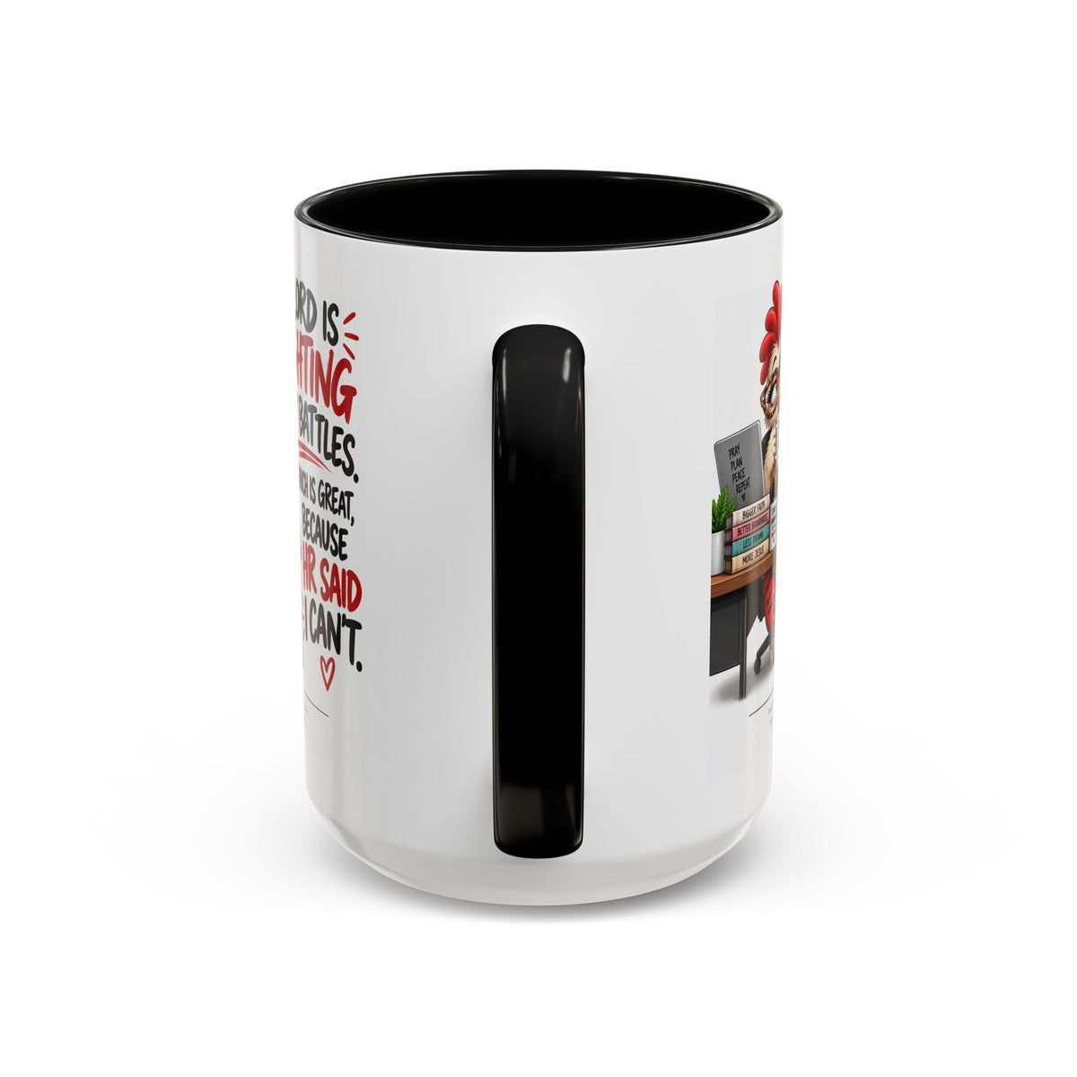Inspirational Accent Coffee Mug — “The Lord Is Fighting My Battles” Faith Quote (11/15oz)