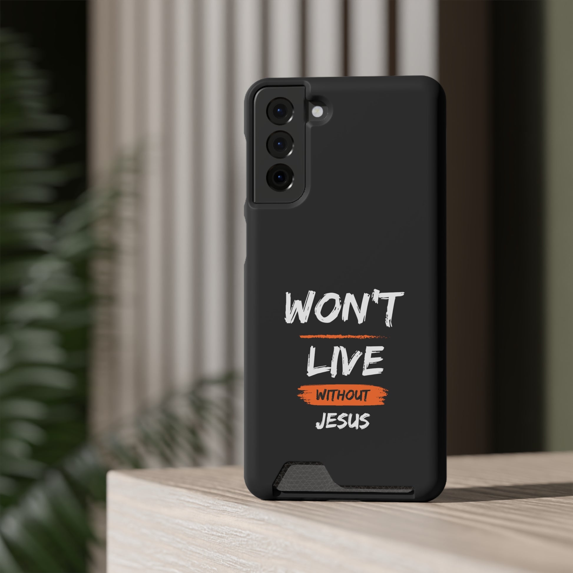 Won't Live Without Jesus Christian Phone Case With Card Holder Printify