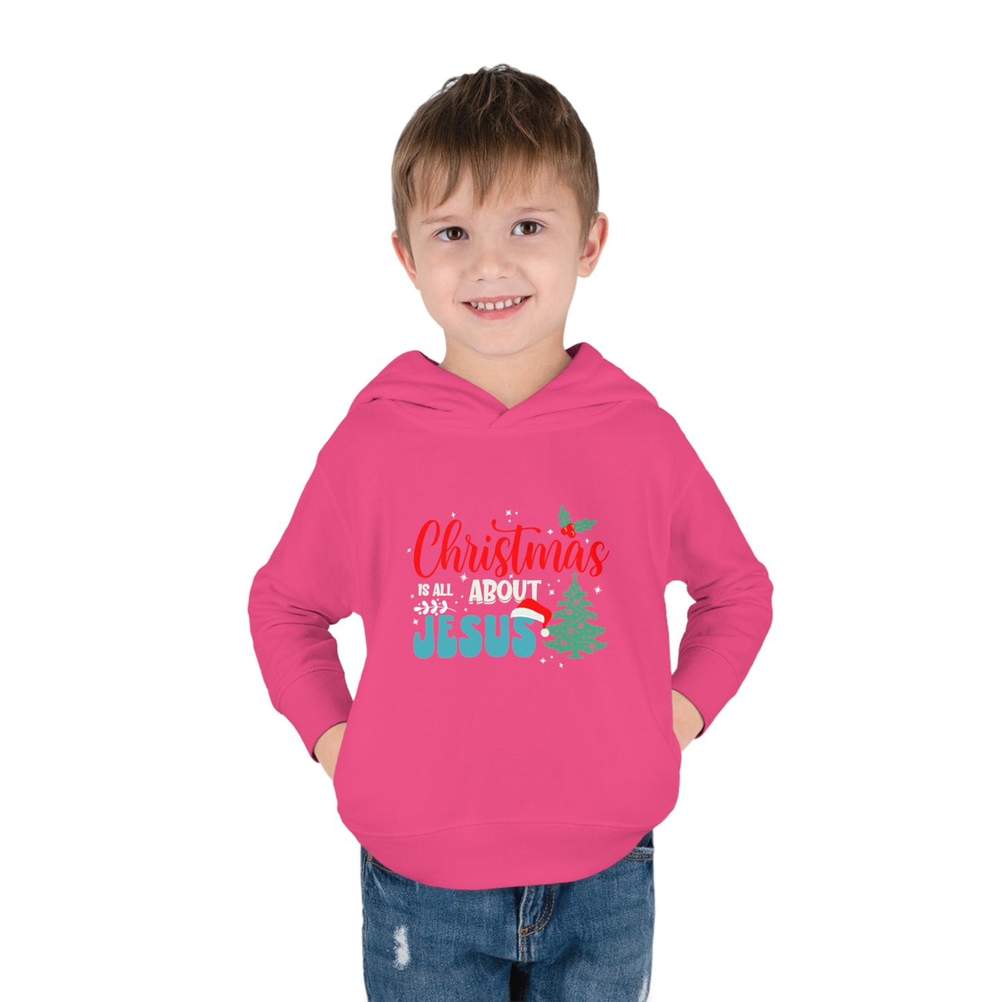 Christmas Is All About Jesus (Christmas Themed) Christian Toddler Pullover Fleece Hooded Sweatshirt