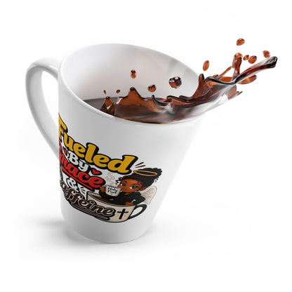 Latte Mug — "Fueled by Grace & Caffeine" Inspirational Coffee Cup